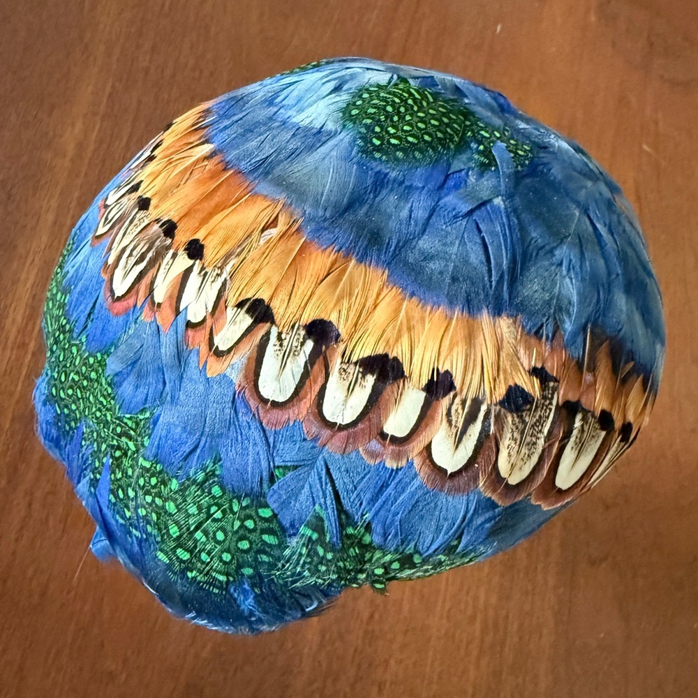 Exotic Blue Vintage Feather Hat Union Made Midcentury